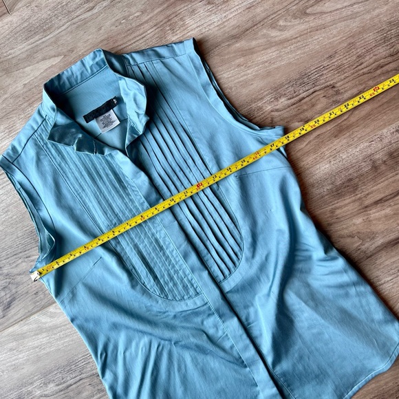 Paul Hardy sleeveless pin tuck blouse cornflower blue s/p - Picture 9 of 14